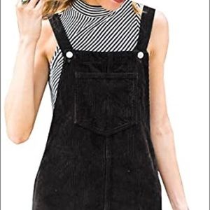 Black corduroy pinafore skirt overall dress